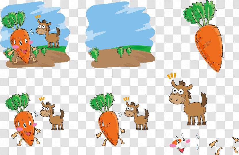 Carrot Daikon Vegetable Illustration - And Donkey Expression Vector Transparent PNG