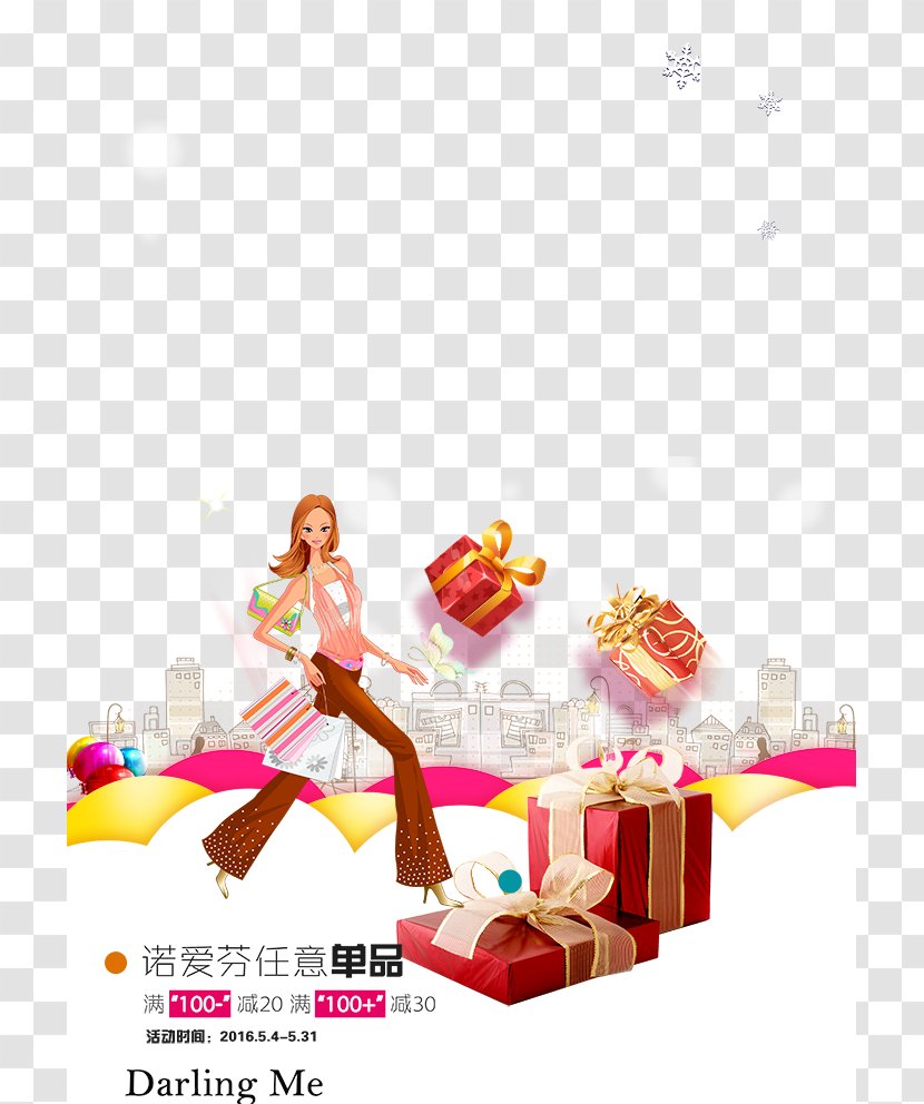 Cartoon Shopping Sales Promotion Gift - Women Promotions Transparent PNG