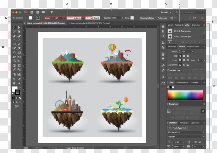 Workspace Illustrator Graphic Design Adobe Creative Cloud - Window Transparent PNG