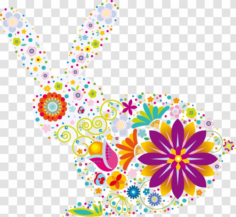 Rabbit Hare Graphic Design - Floral Transparent PNG