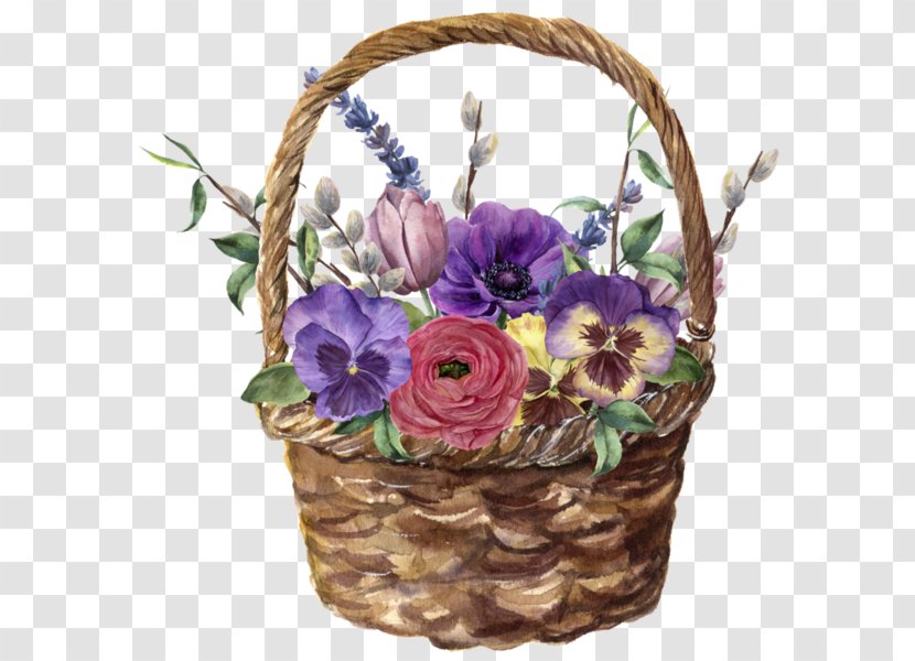 Floral Design Watercolor Painting Flower Basket Transparent PNG