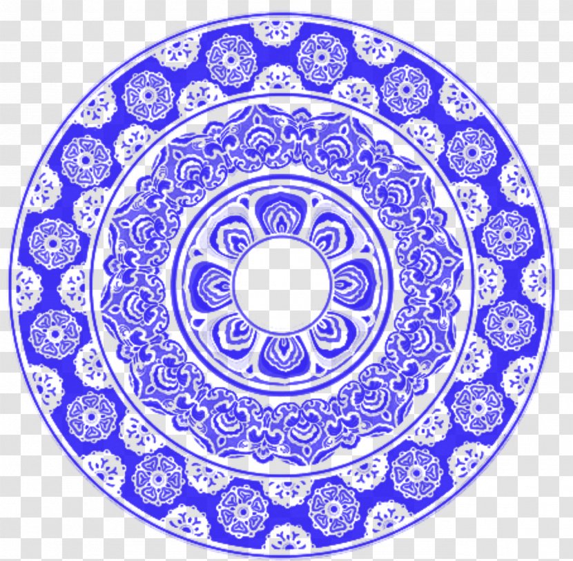 China Mooncake Totem - Point - Circular Blue And White Porcelain Plate Transparent PNG