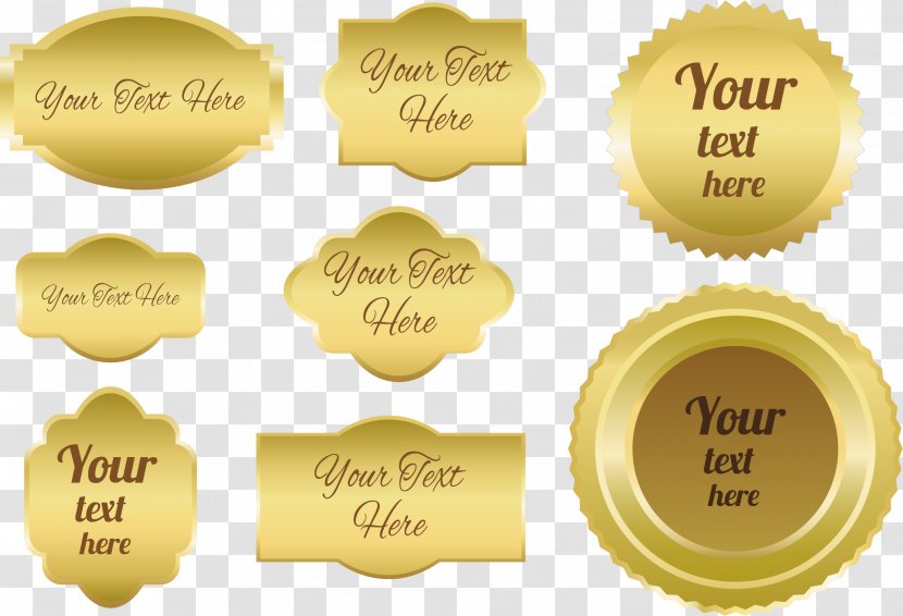 Gold - Text - Label Plate Transparent PNG