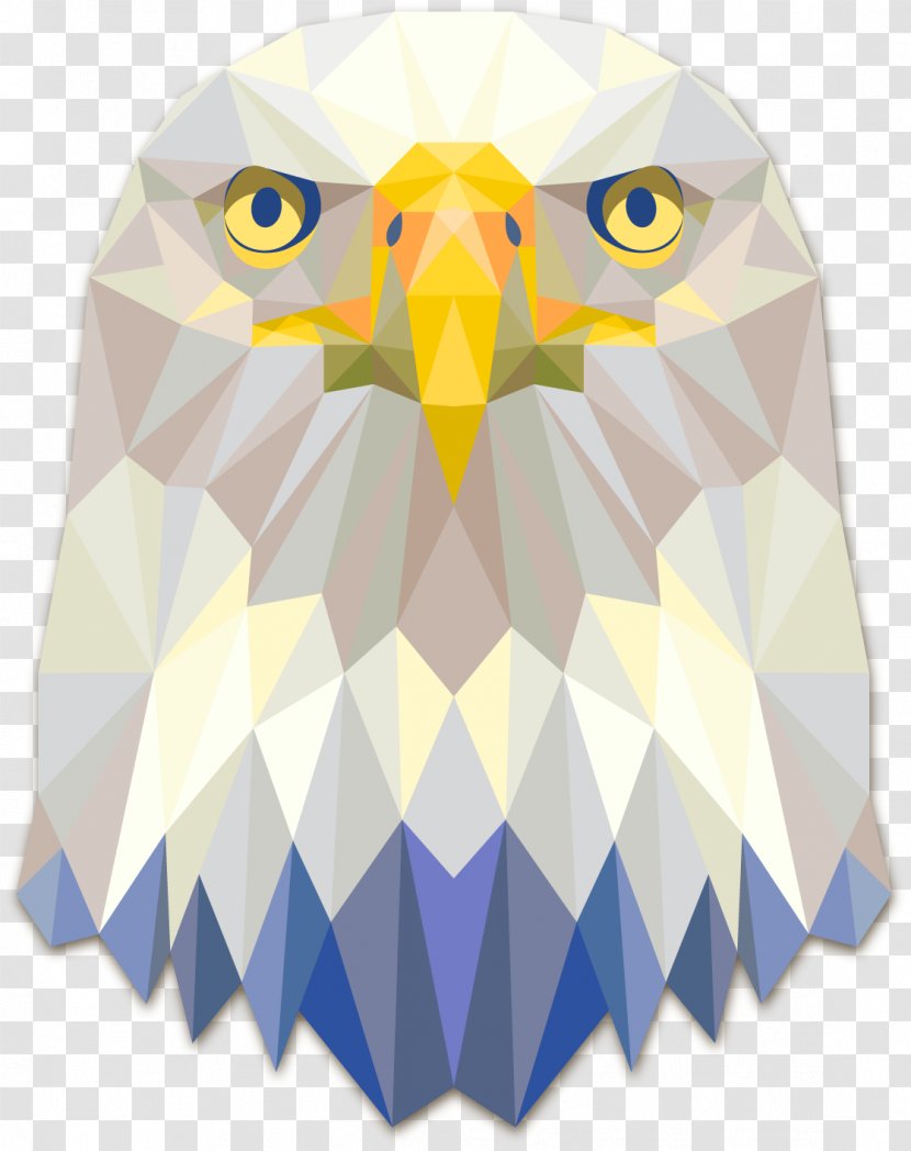 Bald Eagle Geometry Triangle - Low Poly Transparent PNG