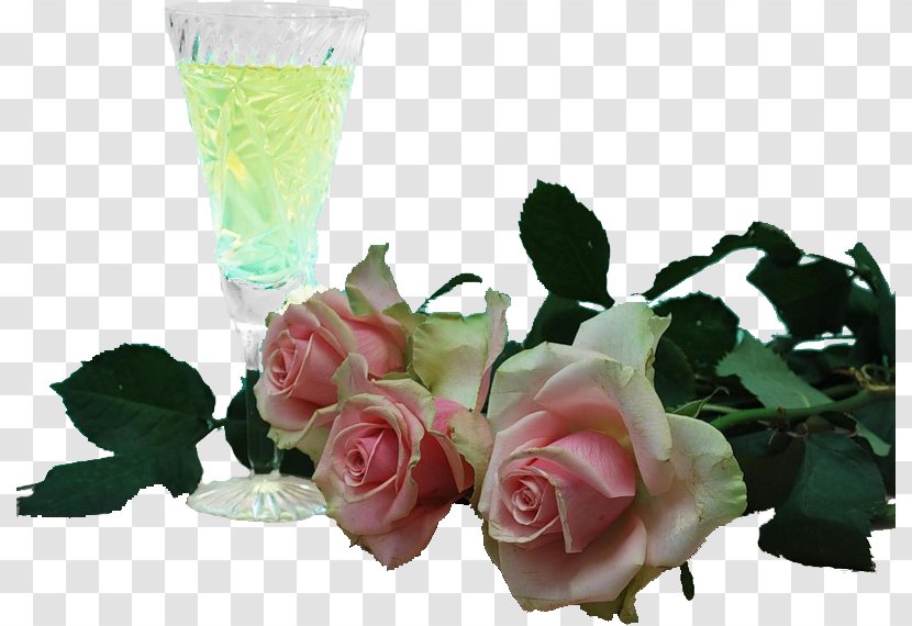 Garden Roses Wine Glass Floral Design Cut Flowers - Flower Transparent PNG