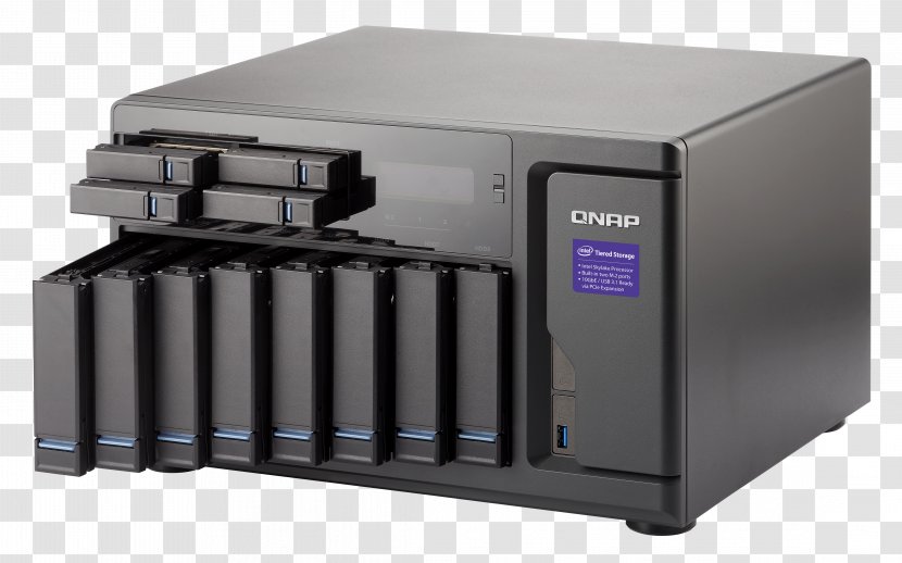 Intel QNAP TVS-1282T Network Storage Systems - Electronic Device - NAS DT TVS-1282T-I7-64G 12BAY 3 4GHZQC 64GB DDR4 4XGBE 2XTHB 5XUSB3.0 INIntel Transparent PNG