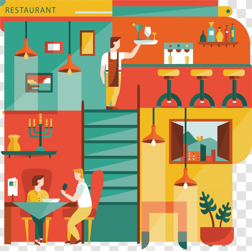 Restaurant Flat Design Illustration - Dish - Retro Model Transparent PNG