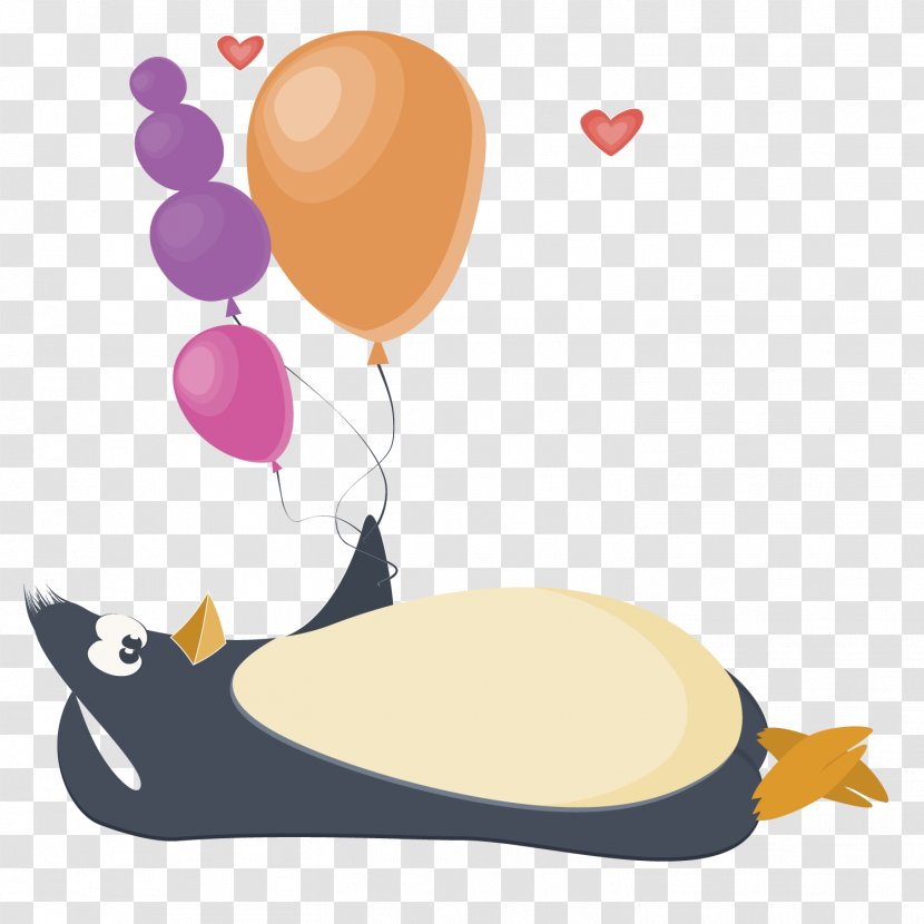 Birthday Balloon Cuteness Greeting Card - Gratis - A Penguin Holding Transparent PNG
