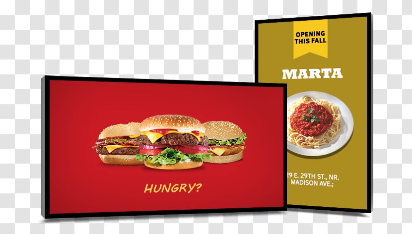Cheeseburger Fast Food Restaurant Digital Signs - Junk - Menu Transparent PNG