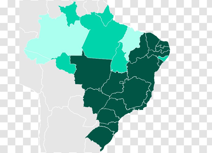 Regions Of Brazil Blank Map Vector - World Transparent PNG