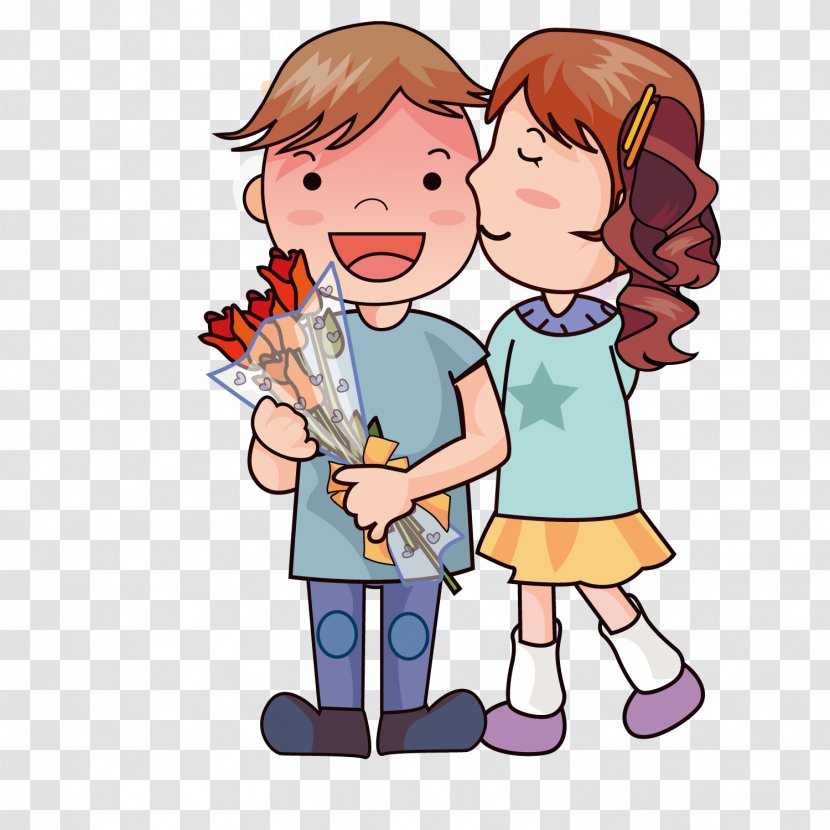 Cartoon Drawing Romance - Watercolor - Cute Couple Transparent PNG