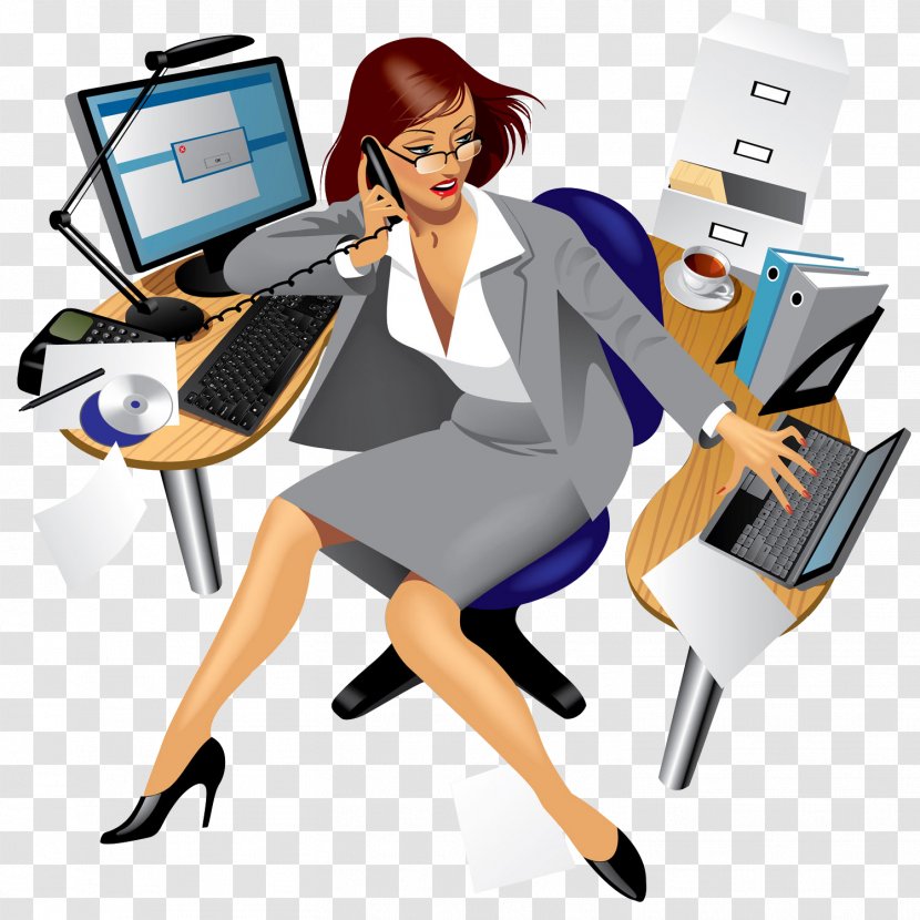 Woman Office Businessperson - Flower - Thinking Transparent PNG