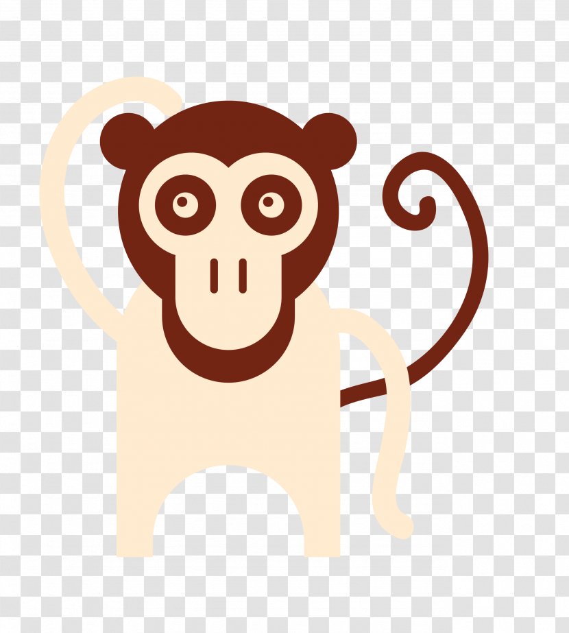 Monkey Illustration - Designer - Flat Brown Cartoon Transparent PNG