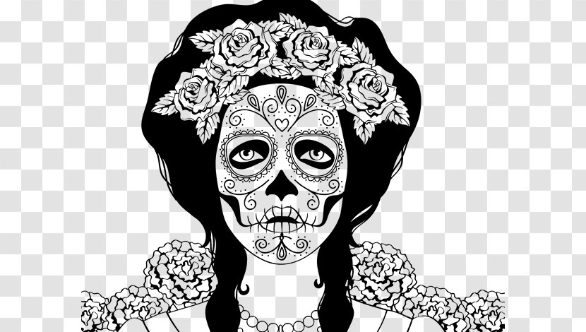 Calavera Mexico Day Of The Dead Drawing Death - Flower - Mexican Skull Transparent PNG