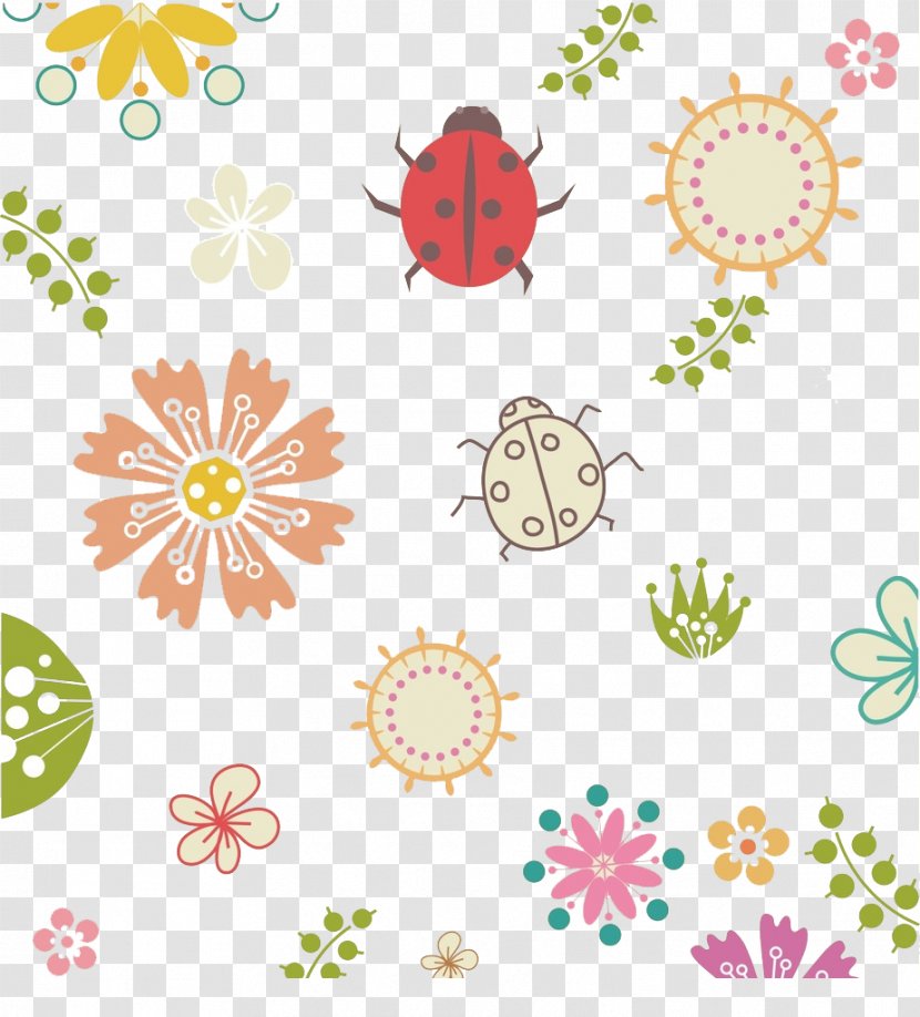 Cartoon Ladybird Poster Illustration - Pixel - Beetle Wallpaper Transparent PNG