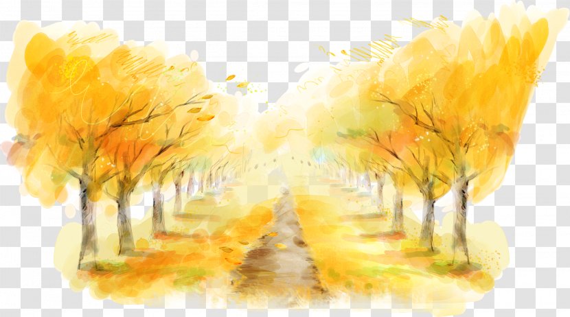 Poster Autumn - Yellow - Roads Tree Transparent PNG