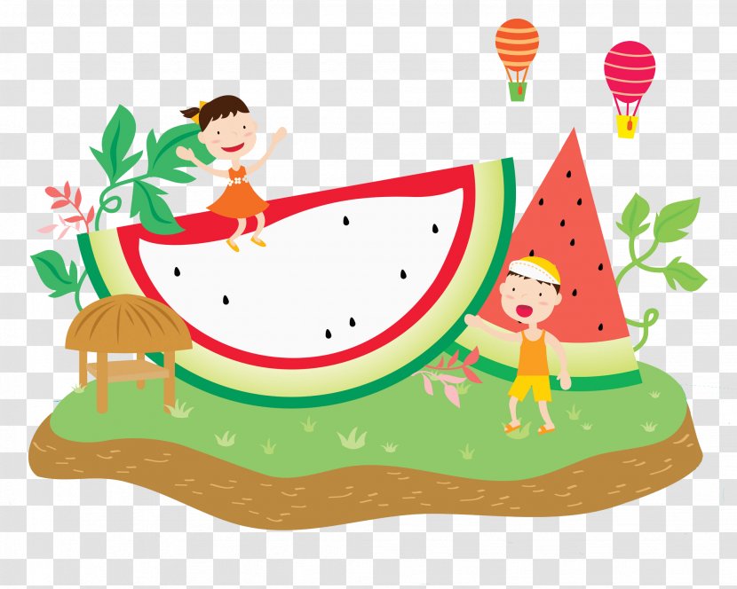 Watermelon Clip Art - Heart - A Child Sitting On Transparent PNG