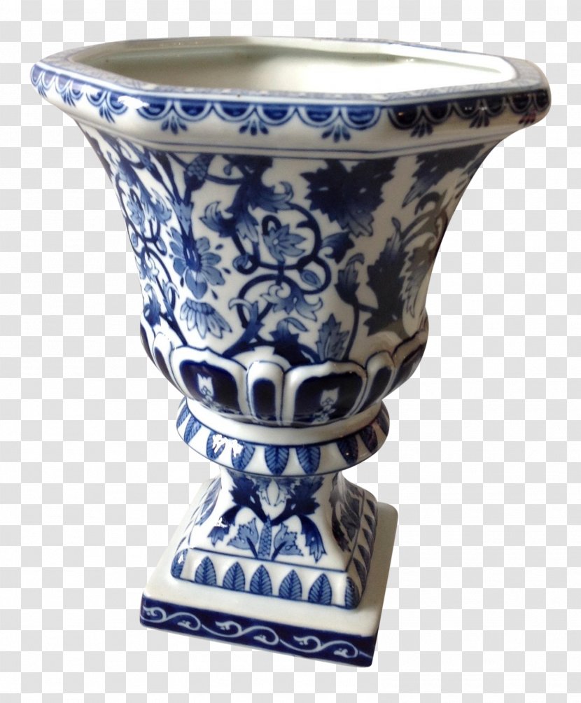 Vase Blue And White Pottery Ceramic Cobalt Urn - Porcelain Bowl Transparent PNG