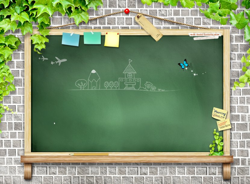 Paper Blackboard Wall Teacher - Classroom - Green Leaves Transparent PNG