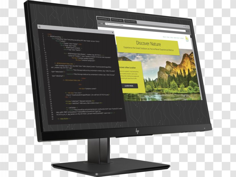 Hewlett-Packard HP Z24nf 23.8-inch Narrow Bezel IPS Display LCD LED Monitor TV 23 To 24in 1JS07A4 Computer Monitors Panel - Brand - Lcd Transparent PNG