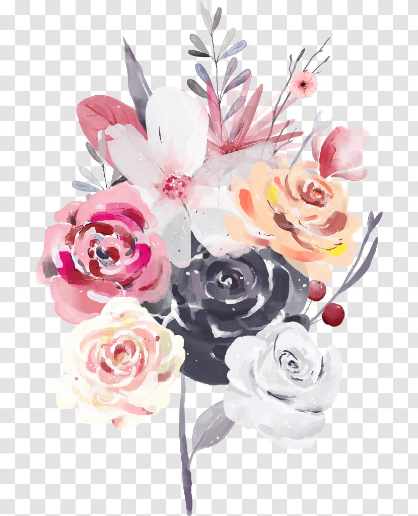 Flower Bouquet Rose Floral Design Watercolor Painting - Arranging - Purple Flowers Ftestickers Transparent PNG