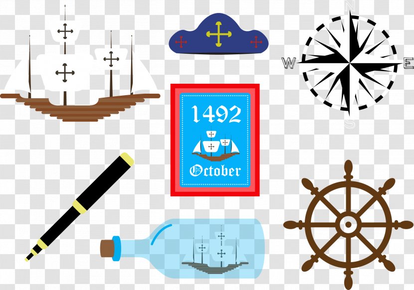 Columbus Day Symbol Icon - Clip Art - Vector Uncharted Waters Transparent PNG
