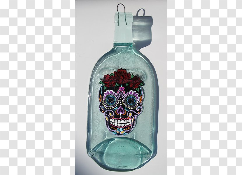Water Bottles Glass Bottle - Drinkware - Mexican Painted Skull Banner Transparent PNG