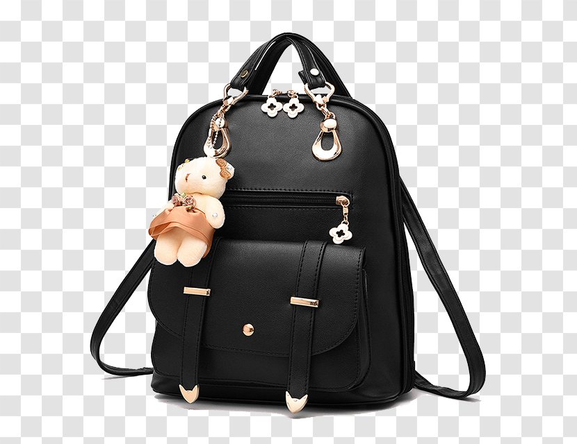 Backpack Handbag Fashion Leather - Woman - Lady Black Transparent PNG