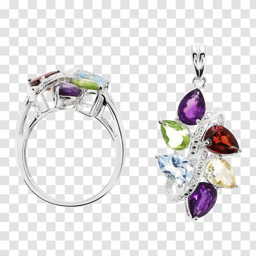 Amethyst Earring Body Jewellery Silver - Jewelry Transparent PNG