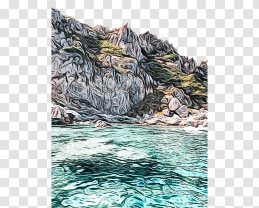 Water Watercourse Painting Sea Wave - Inlet Terrain Transparent PNG