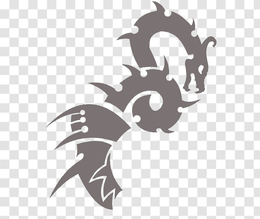 Logo - Black And White - Hand-painted Dragon Curled Up Transparent PNG