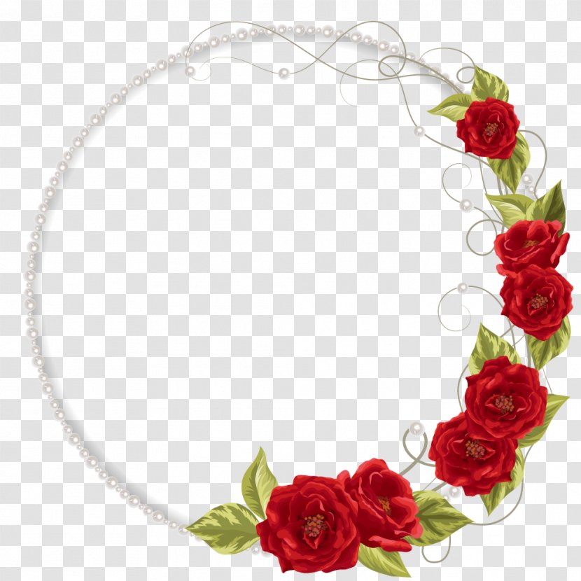 Garden Roses Pearl Necklace Flower - Floral Design - Flowers Invitations Vector Transparent PNG