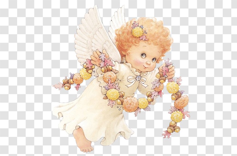 Cherub Angel Illustration - Ruth J Morehead - White Holding A Garland Transparent PNG