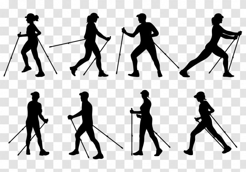 Silhouette Walking Ski Poles - Point - Walk Transparent PNG