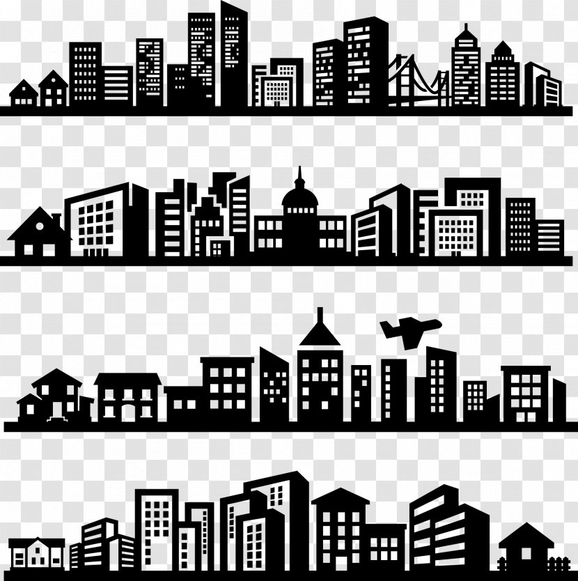 4 Pics 1 Word New York City Skyline Silhouette - Monochrome - Four Lateral Transparent PNG