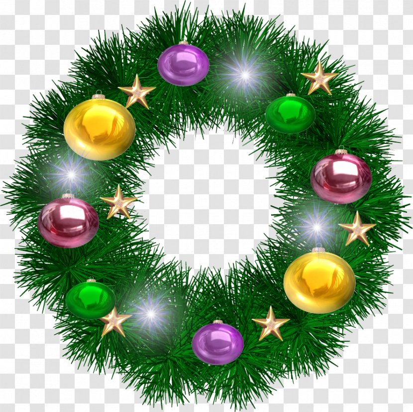 Christmas Ornament Garland Clip Art Wreath Day - Conifer Transparent PNG