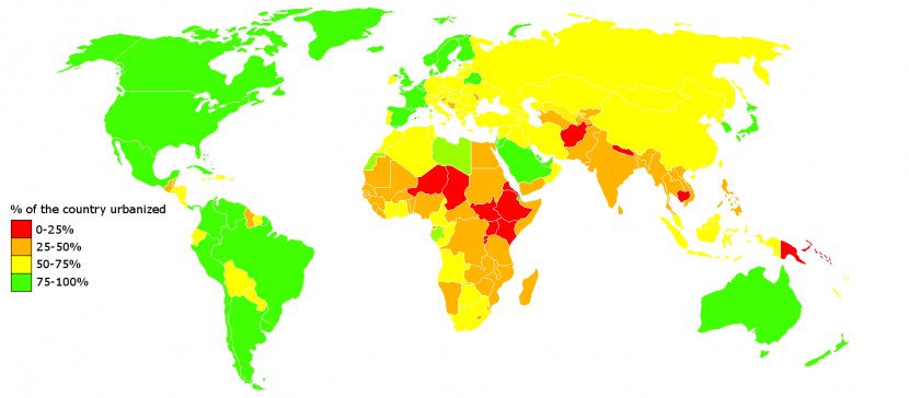 World Map Urbanization Urban Area - Cliparts Transparent PNG