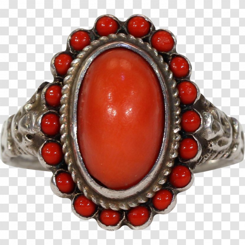 Turquoise Ring Jewellery Red Coral Estate Jewelry - Stone Transparent PNG