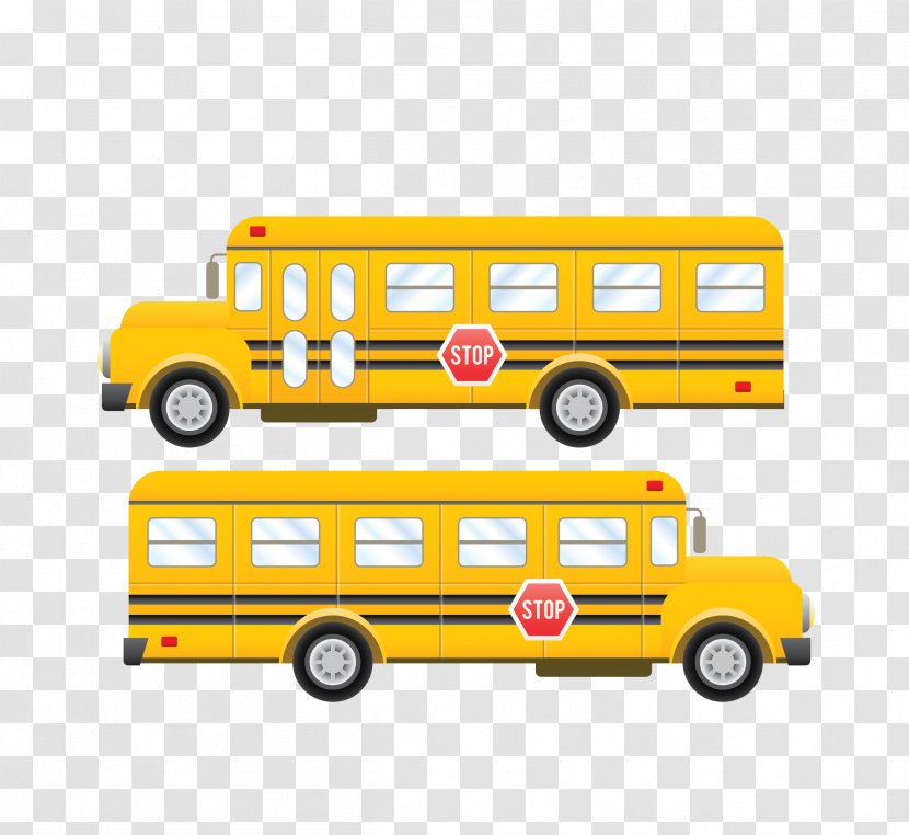 School Bus Transport - Education - Vector Yellow Multi-window Transparent PNG