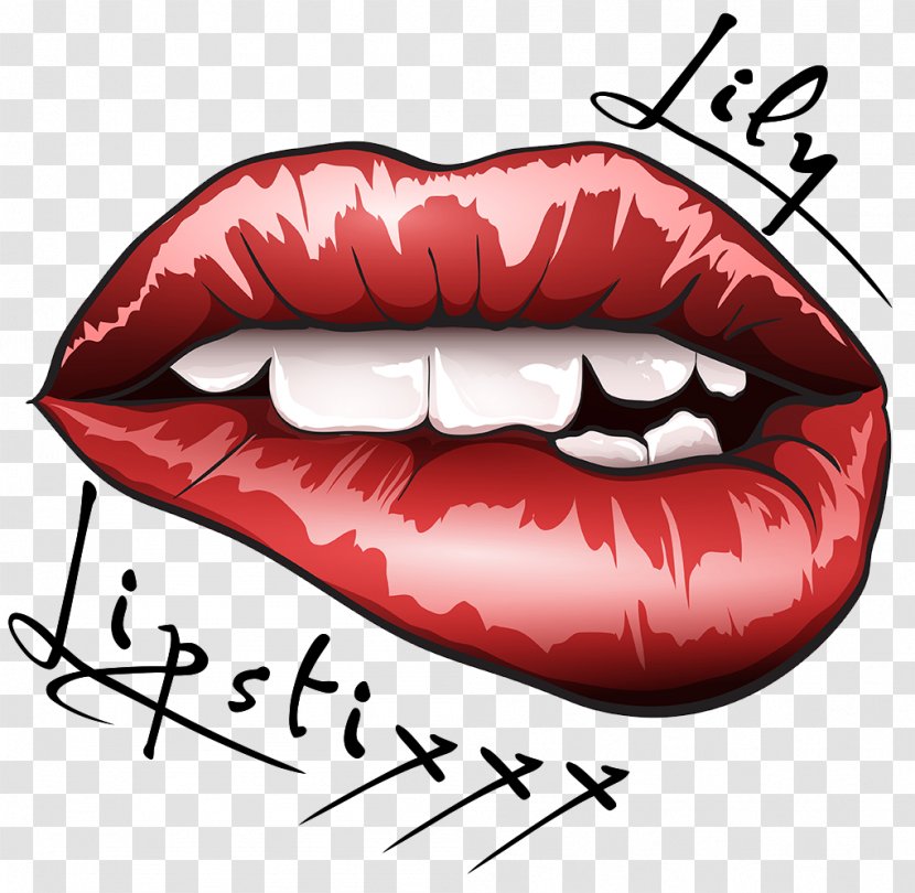 Lip Tattoo Kiss - Silhouette - SMILING LIPS Transparent PNG