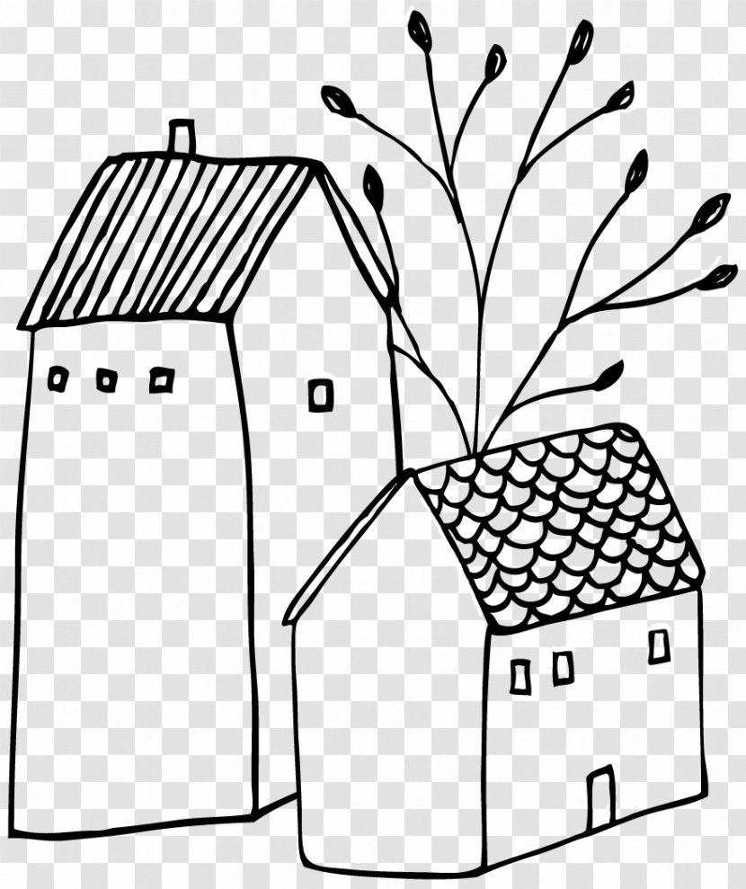 Classic Home Drawing House Doodle Clip Art - Small Town Transparent PNG