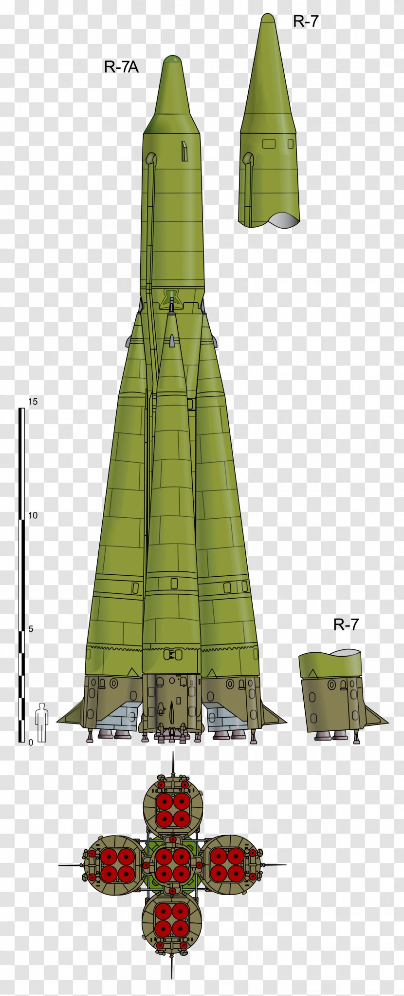 R-7 Semyorka Intercontinental Ballistic Missile Launch Vehicle - Vostok - Rocket Transparent PNG