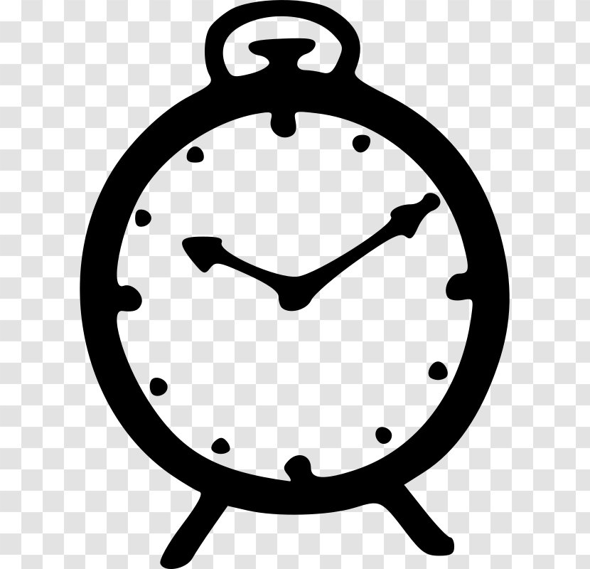 Alarm Clock Black And White Free Content Clip Art - On Transparent PNG