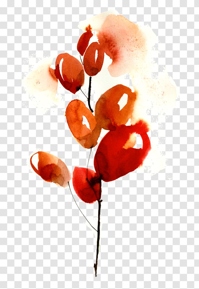 Ostia Fruit Petal Watercolor Painting Cut Flowers - Cherry Material Transparent PNG