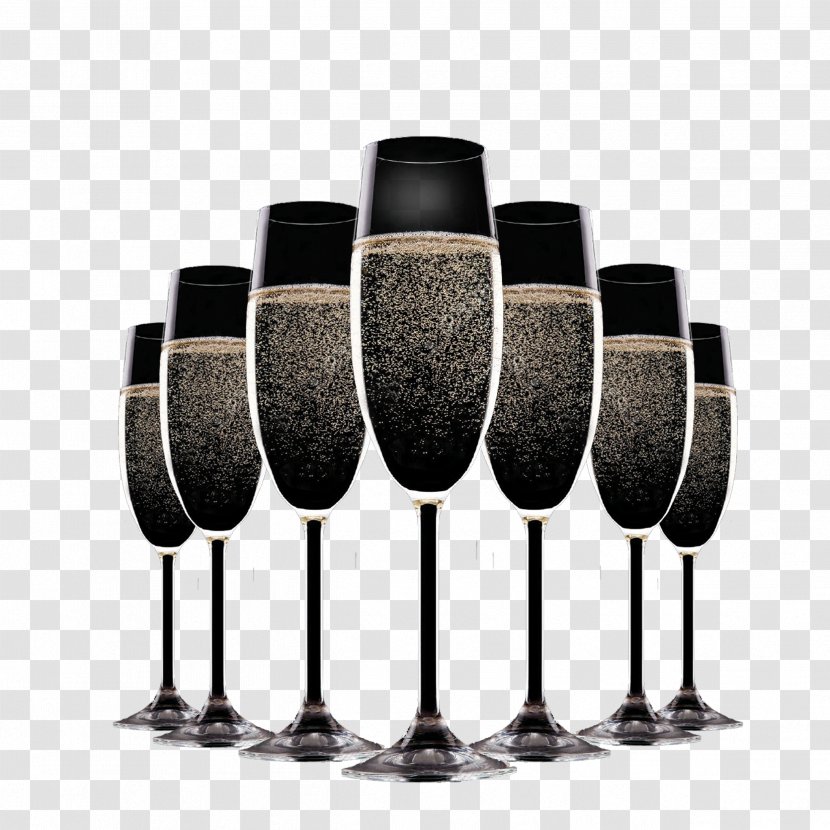 Champagne Flyer New Years Eve - Black Gold Bubble Decorative Transparent PNG
