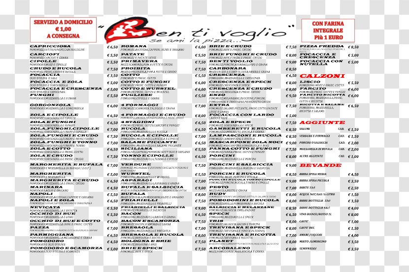 Pizzaria Pizzeria Ben Ti Voglio Download Bentivoglio, Emilia-Romagna - Domicile - Pizza Transparent PNG