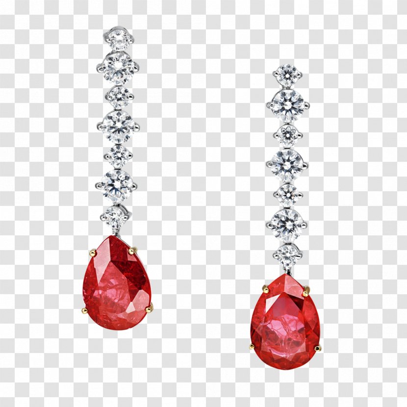 Earring Jewellery Ruby Diamond Formal Wear - Red Transparent PNG