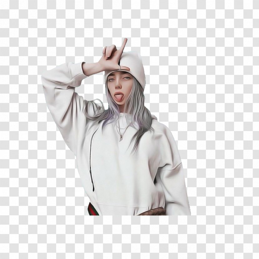 White Hood Outerwear Sleeve Gesture - Jacket Headgear Transparent PNG