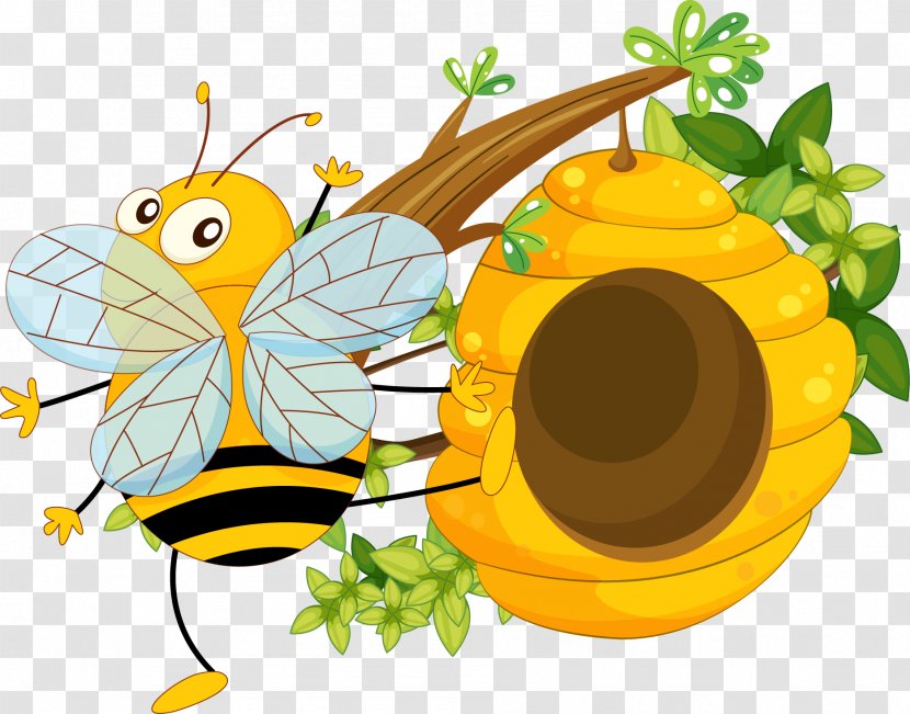 Honey Bee Clip Art - Honeycomb - Vector Transparent PNG