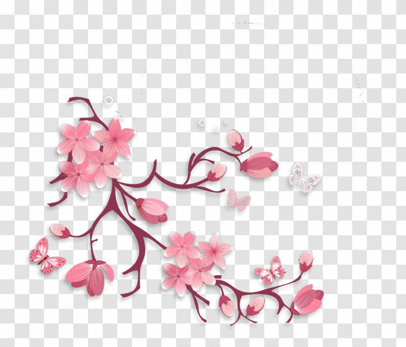 Flower Branch Floral Design Petal Twig - Cherry - Falling Transparent PNG